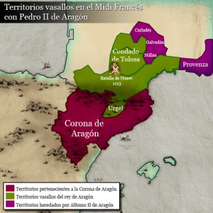 Territorios de la corona de Aragón con Pedro II